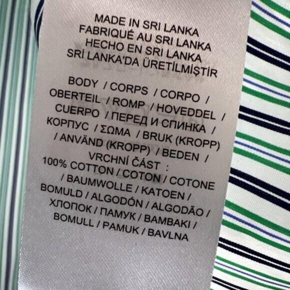 Lauren Ralph Lauren Women Blouse XL Bllue  Green Stripe Long Sleeve Tie Front - Picture 12 of 15